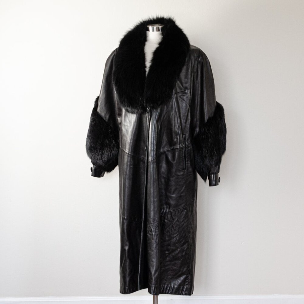 Alberto Designer leather coat with fur
